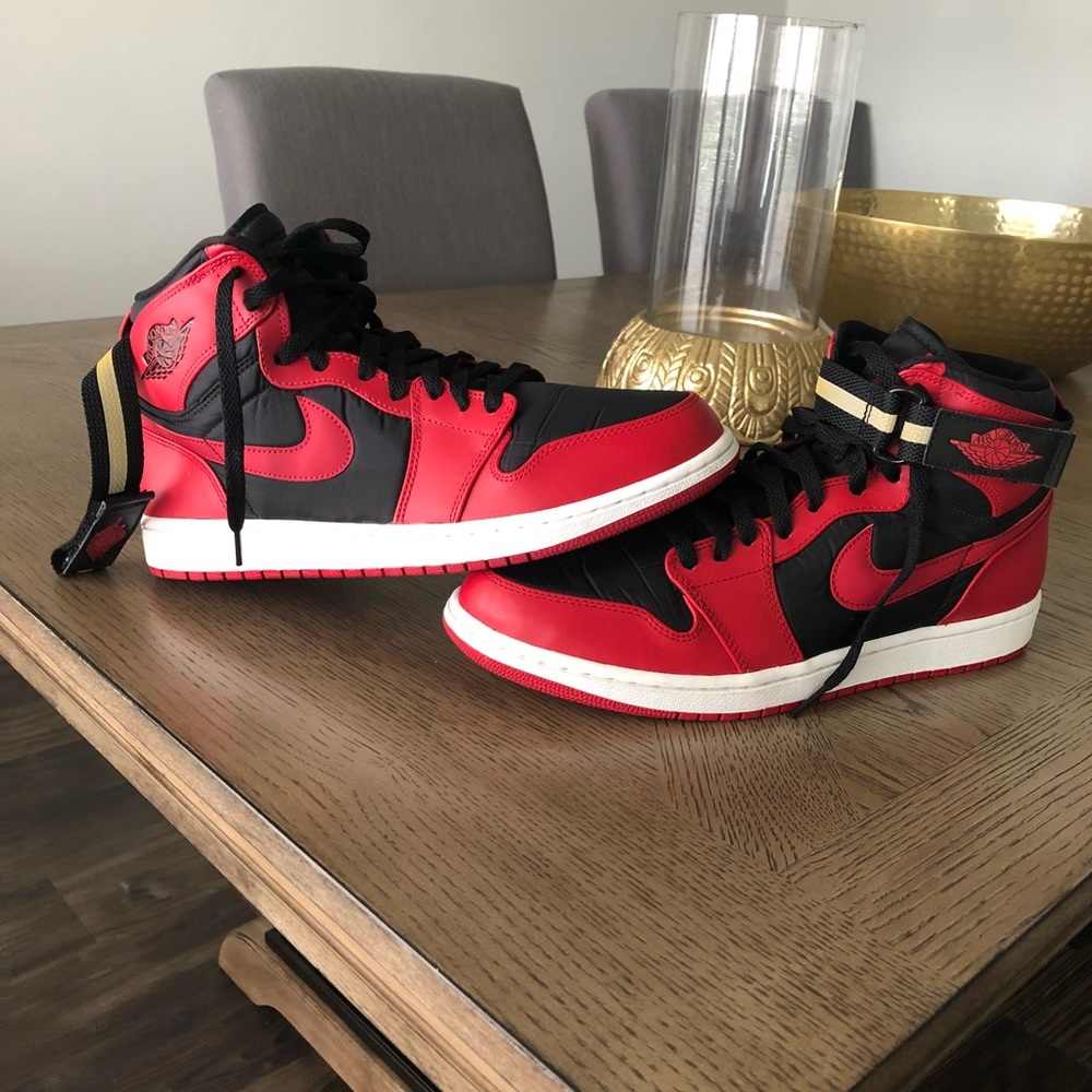 Black and Red Air Jordan 1 Retro High Strap